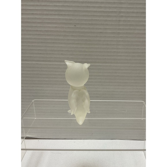 Vtg Titan Art Glass Frosted Standing Owl Figurine Made In The USA Paperweight‎ - Picture 4 of 8